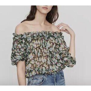 Maje lulli off the shoulder floral print blouse S